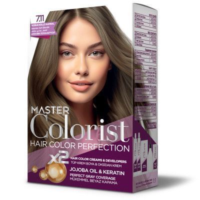 Фарба для волосся Master Colorist 7.11 Інтенсивний попелясто-русий, 2x50 мл+2x50 мл+10 мл 302336 фото